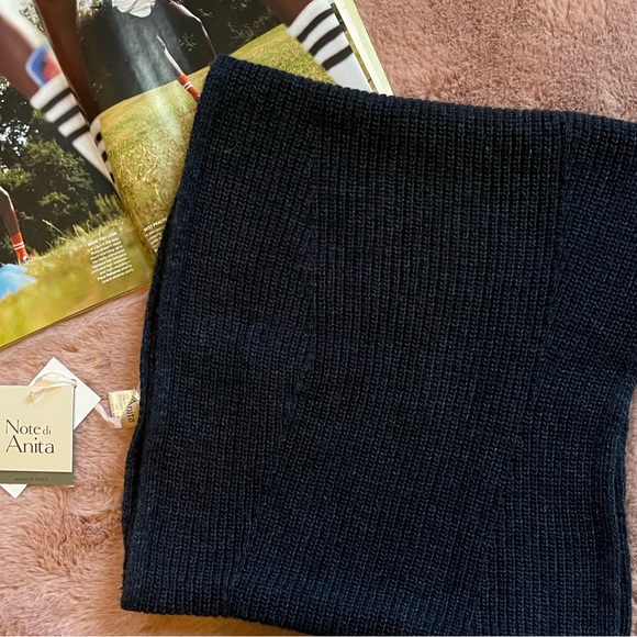 NWT NOTE DI ANITA Navy WOOL/CASHMERE COMFORT WINTER SCARF - Picture 3 of 5